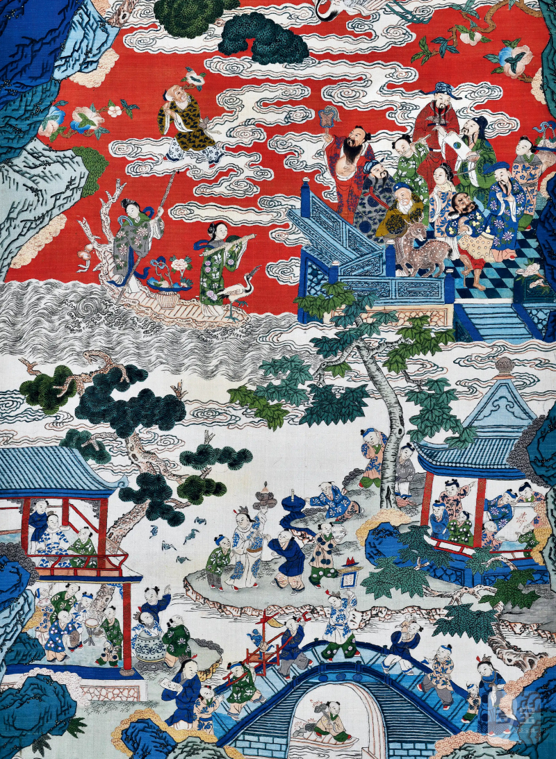 清嘉庆 缂丝群仙祝寿图轴 - 图2